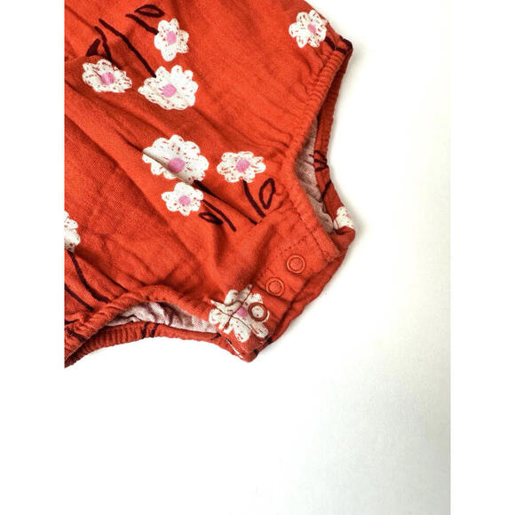 Cat & Jack Baby Girls Burnt Orange Floral Tank Romper Size - Newborn - Picture 6 of 6